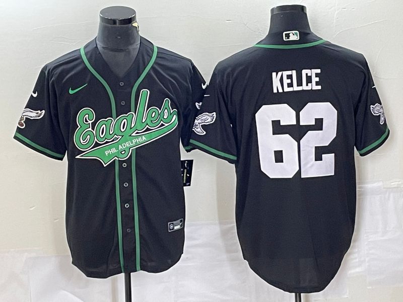 Men Philadelphia Eagles #62 Kelce Black Nike 2023 Co Branding Game NFL Jersey style 1